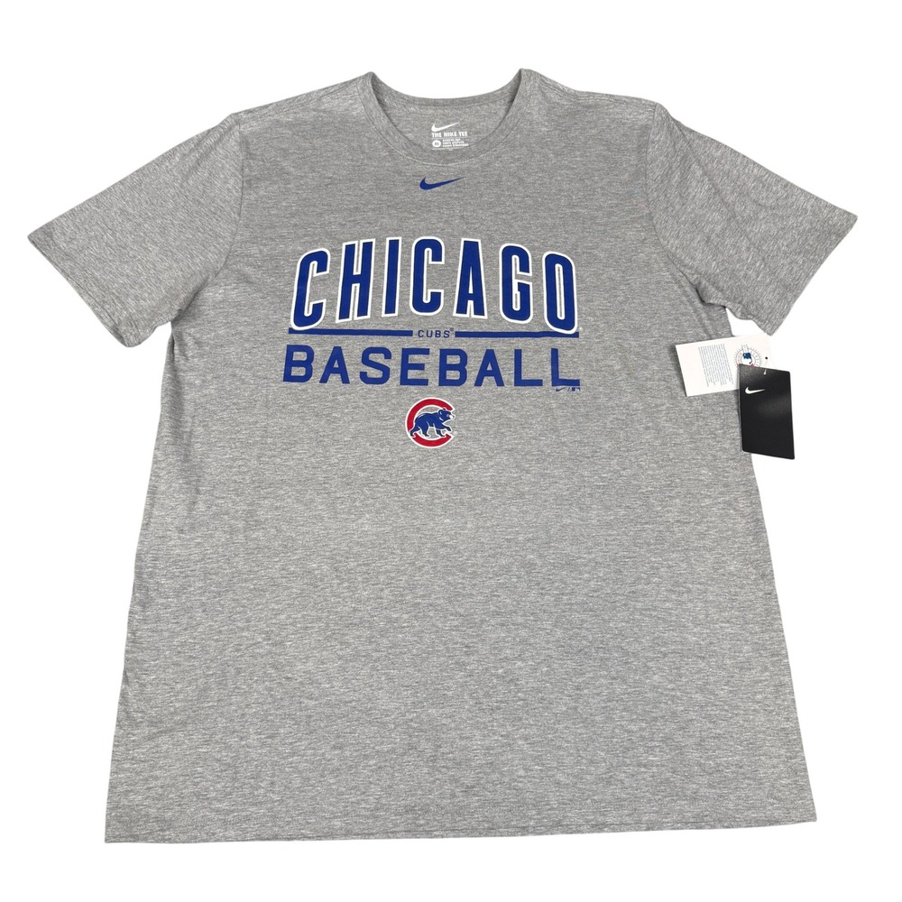 Chicago Cubs Nike T Shirt Mens XL Gray Baseball Logo Graphic NWT MLB Athletic